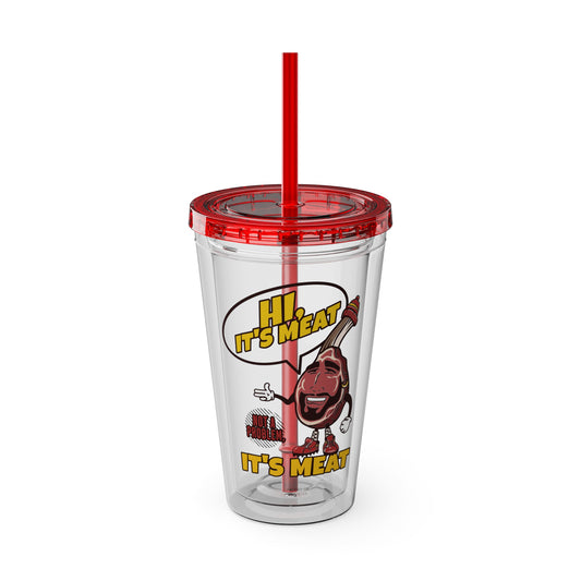 Meatce --- Hi, It's Meat Acrylic Tumbler with Straw